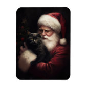 黒猫とサンタクロースフェスティバルクリスマス マグネット (縦)