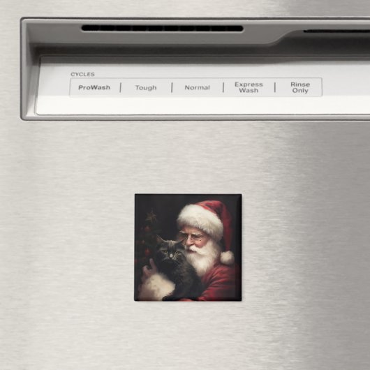 黒猫とサンタクロースフェスティバルクリスマス マグネット (インサイチュ (食洗機))