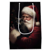 黒猫とサンタクロースフェスティバルクリスマス ミディアムペーパーバッグ (裏面)