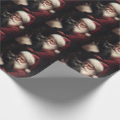 黒猫とサンタクロースフェスティバルクリスマス ラッピングペーパー (角)