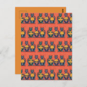 黒猫とジャックは悪を見ないおもしろい猫科の動物 ポストカード (正面/裏面)