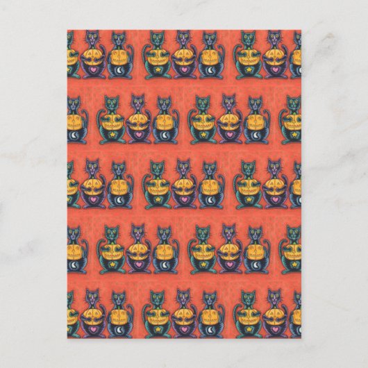 黒猫とジャックは悪を見ないおもしろい猫科の動物 ポストカード (正面)