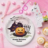 黒猫とジャック・オランタンのハロウィーン ペーパープレート (パーティー)