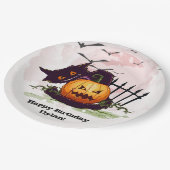 黒猫とジャック・オランタンのハロウィーン ペーパープレート (アングル)