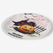 黒猫とジャック・オランタンのハロウィーン ペーパープレート (アングル)