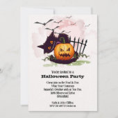 黒猫とジャック・オランタンのハロウィーン 招待状 (正面)