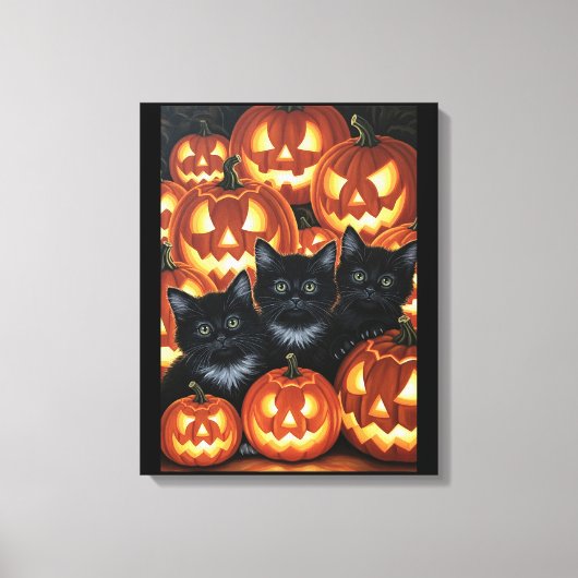 黒猫とジャック・オランタン キャンバスプリント (正面)