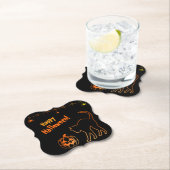 黒猫とジャック・オ・ランタンのハロウィーン ペーパーコースター (インサイチュ)