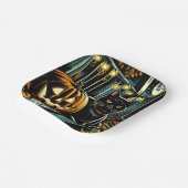 黒猫とジャック・オ・ランタンのハロウィーン ペーパープレート (傾斜あり)