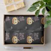 黒猫とジャック・オ・ランタン柄ハロウィン 薄葉紙 (ギフト)