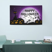 黒猫とジャック・オ・ランタン黒紫 横断幕 (トレードショー)