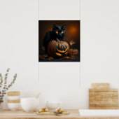 黒猫とジャック・オ・ランタン ポスター (キッチン)