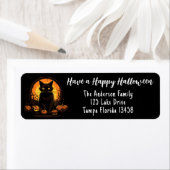 黒猫とジャック・オ・ランタン ラベル (インサイチュ)