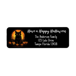 黒猫とジャック・オ・ランタン ラベル