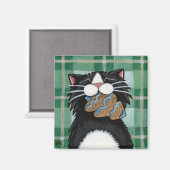 黒猫とジンジャーブレッドのクリスマスツリーマグネット マグネット (正面/裏面)