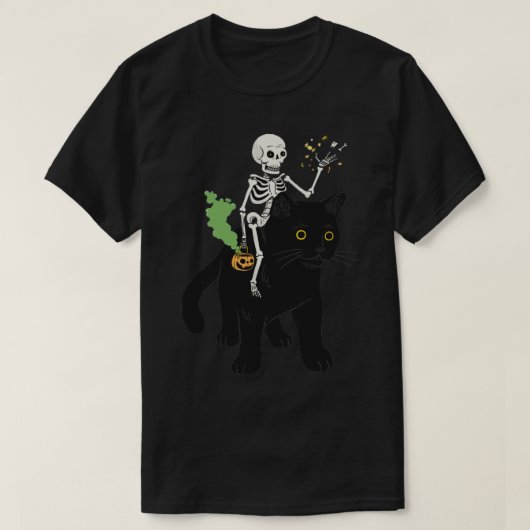 黒猫とスカル Tシャツ (デザイン正面)