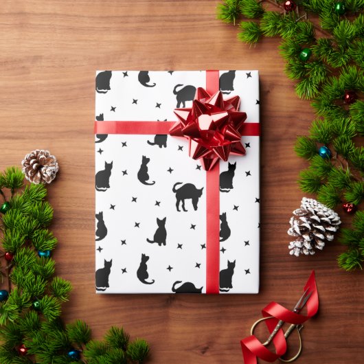 黒猫とスターズハロウィン ラッピングペーパー (クリスマスギフト)