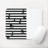 黒猫とストライプ猫のカラーブロック マウスパッド (マウス)