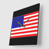 黒猫とストライプ スクエア壁時計 (傾斜)