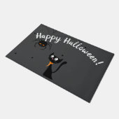 黒猫とスパイダーハロウィーン ドアマット (アングル)