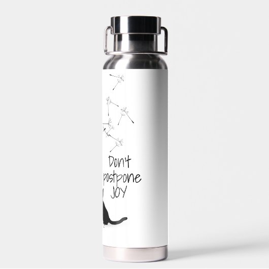 黒猫とタンポポと引用文 ウォーターボトル (背面)