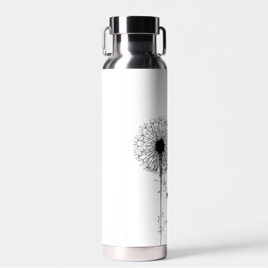 黒猫とタンポポと引用文 ウォーターボトル (正面)