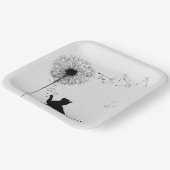 黒猫とタンポポの種 ペーパープレート (傾斜あり)