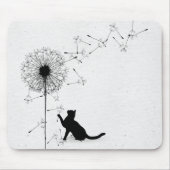 黒猫とタンポポの種 マウスパッド (正面)