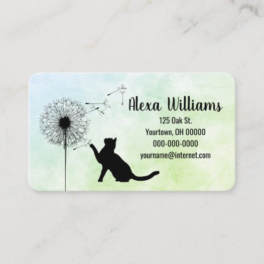 黒猫とタンポポの苗 名刺 (正面)