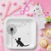 黒猫とタンポポ ペーパープレート (パーティー)