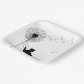 黒猫とタンポポ ペーパープレート (傾斜あり)