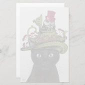 黒猫とティーポットとフクロウ 便箋 (正面/裏面)