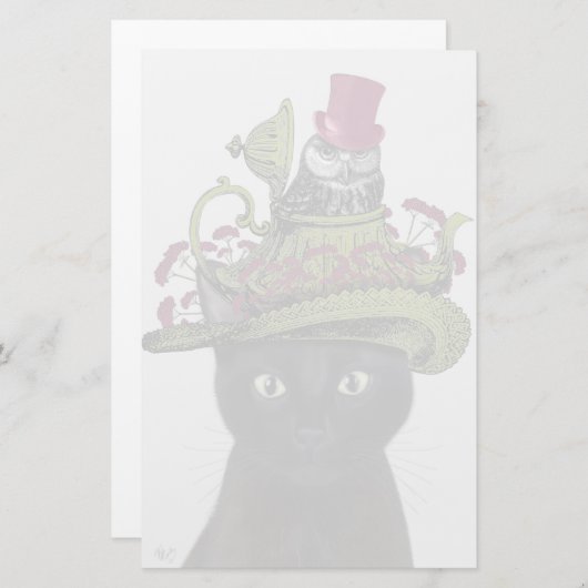 黒猫とティーポットとフクロウ 便箋 (正面/裏面)