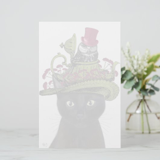 黒猫とティーポットとフクロウ 便箋 (スタンド正面)