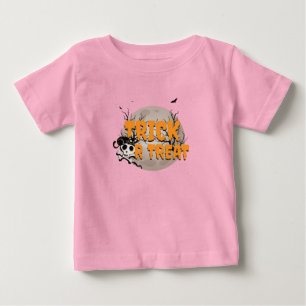 黒猫とドクロのトリックオアトリート ハロウィン ベビーTシャツ