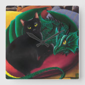 黒猫とドラゴン スクエア壁時計 (正面)