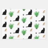 黒猫とネズミの柄 ラッピングペーパーシート (正面)