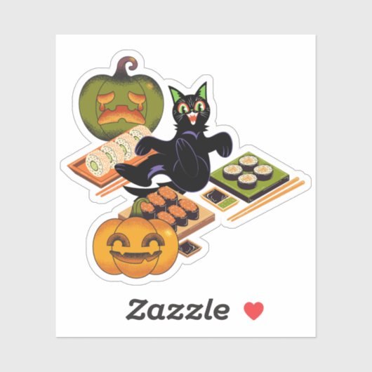 黒猫とハロウィンの寿司の饗宴 シール (シート)