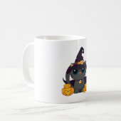 黒猫とハロウィーンのカボチャのちょうちんハロウィンシャツ コーヒーマグカップ (正面左)
