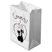 黒猫とハート ミディアムペーパーバッグ (正面アングル)