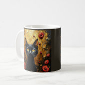 黒猫とバラ コーヒーマグカップ (正面左)