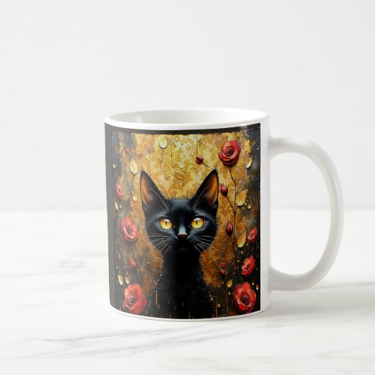 黒猫とバラ コーヒーマグカップ (右)