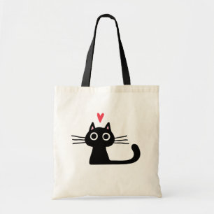 黒猫とバレンタインハート トートバッグ