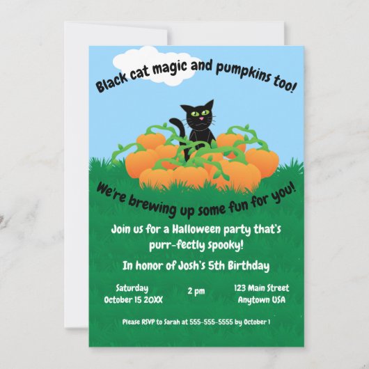 黒猫とパンプキンが落ちた 招待状 (正面)