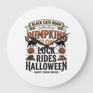 黒猫とパンプキンのハロウィントラックドライバーTシャツ ラージ壁時計