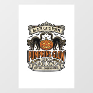 黒猫とパンプキンのハロウィン セキュリティガード Tシャツ ウィンドウサイン