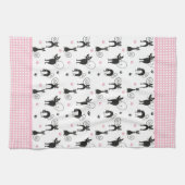 黒猫とピンクドットキッチンタオル キッチンタオル (横)