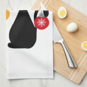 黒猫とホーホー文字デザイン キッチンタオル (四つ折り)