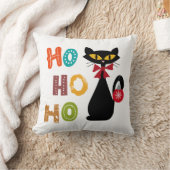 黒猫とホーホー文字デザイン クッション (ブランケット)