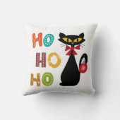 黒猫とホーホー文字デザイン クッション (裏面)